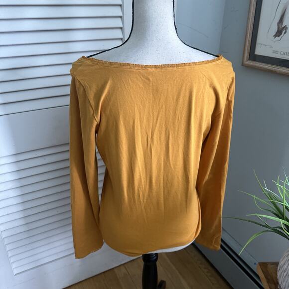 Vintage METROSTYLE Top Womens Medium Mustard Yellow Scoop Neck Retro Y2K Grunge - Picture 5 of 8